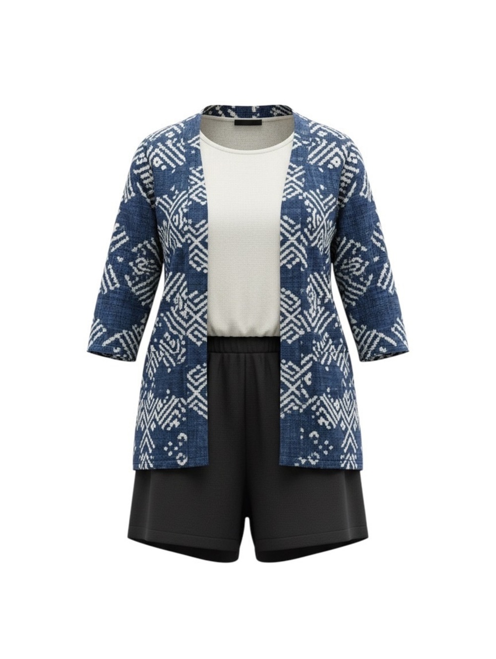 Vintage Blue & White Blazer Romper Set